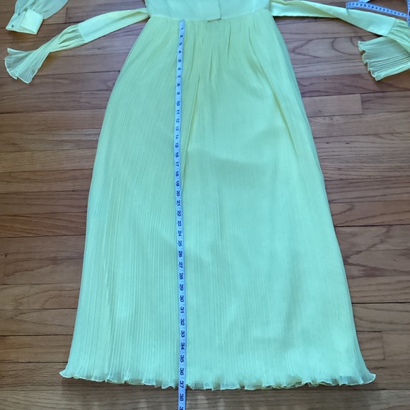 Vintage Yellow Pleated Chiffon Maxi Dress - Picture 7 of 10